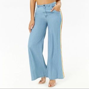 NWT Rainbow Striped Chambray Pants